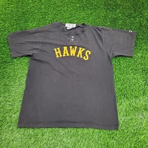 Vintage Reebok Hawks Henley Shirt Large 22x27 IOWA Arch Y2K